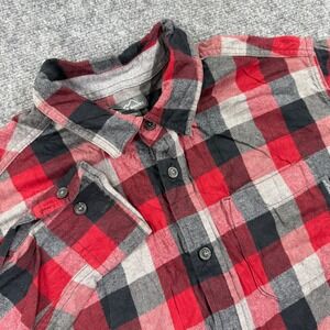 Eddie Bauer Flannel Shirt XXL Red Black Buffalo Plaid Cotton Button Up Mens